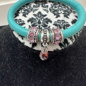 Elegant Silver and Pink Charm Bracelet and charm’s included